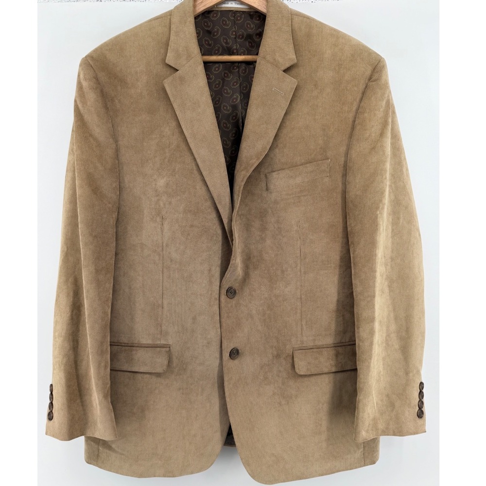 Lauren Ralph Lauren Mens 44R Tan Brown Corduroy Blazer Sport Coat Paisley Lining